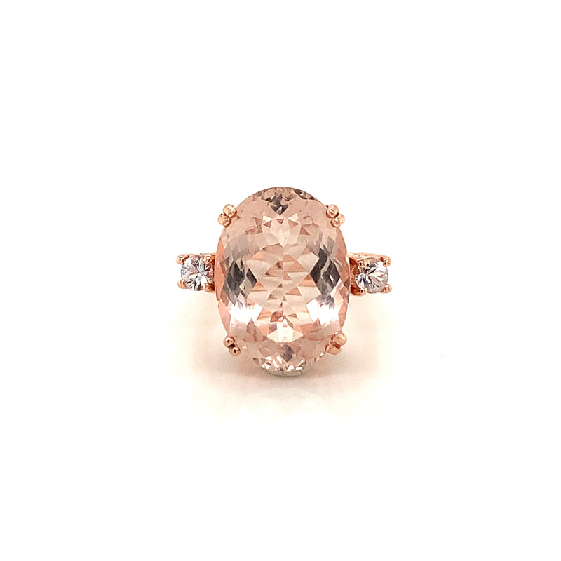 Morganite Setting With White Sapphire 18K Rose Gold