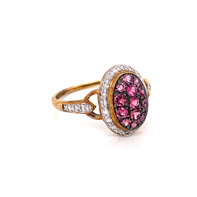 Pink Sapphire & White Sapphire 925 Silver Ring
