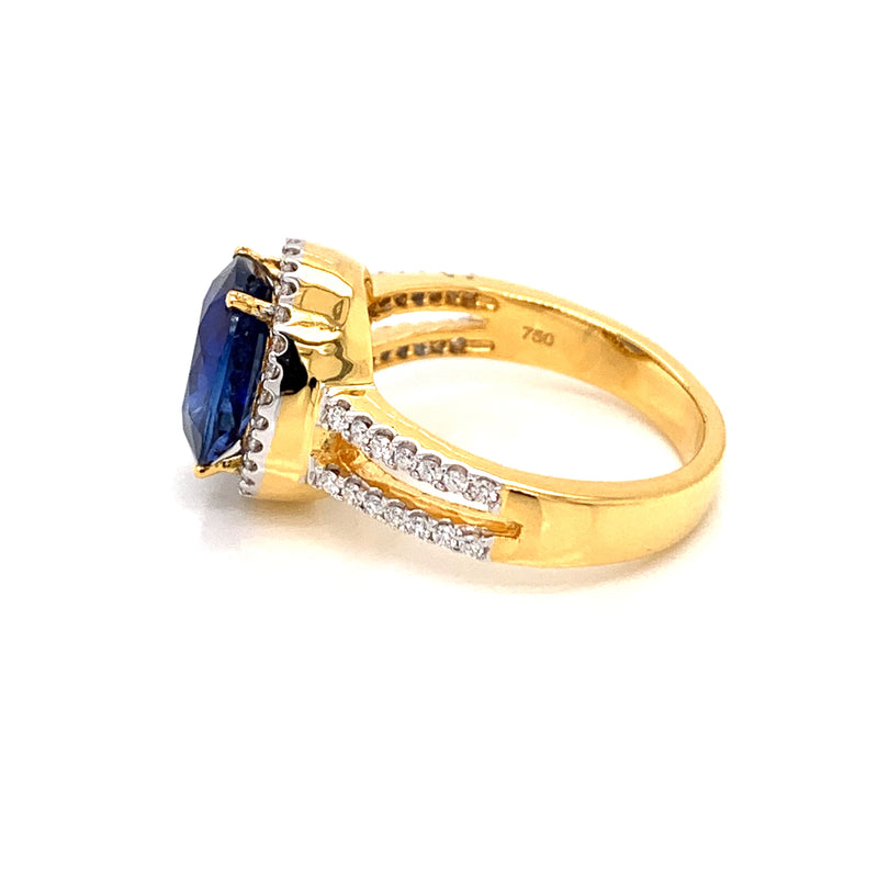 Blue Sapphire Setting With Diamonds 18k Yellow Gold