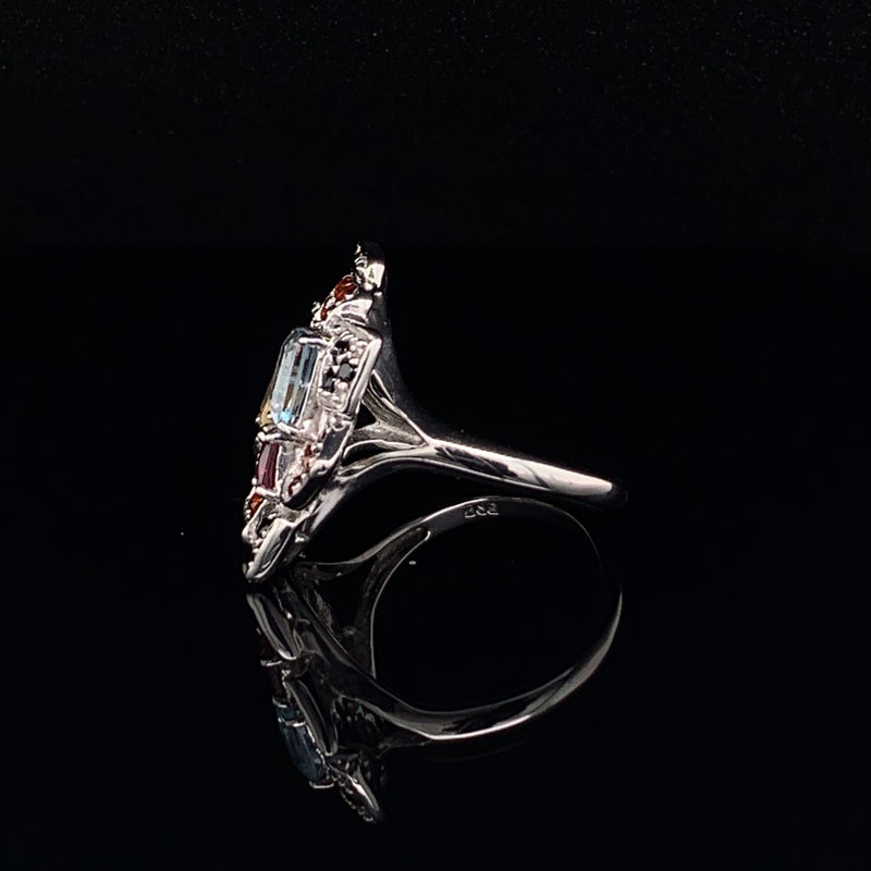 Multicolor Gemstone 925 Silver Ring