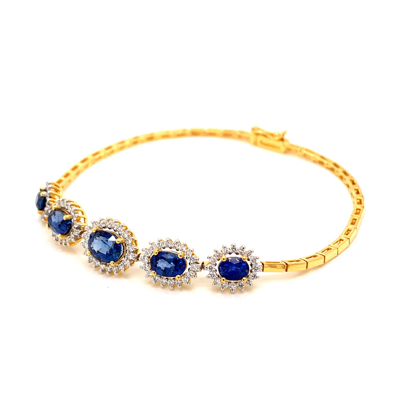 Blue Sapphire Setting With Diamonds 18K Yellow Gold