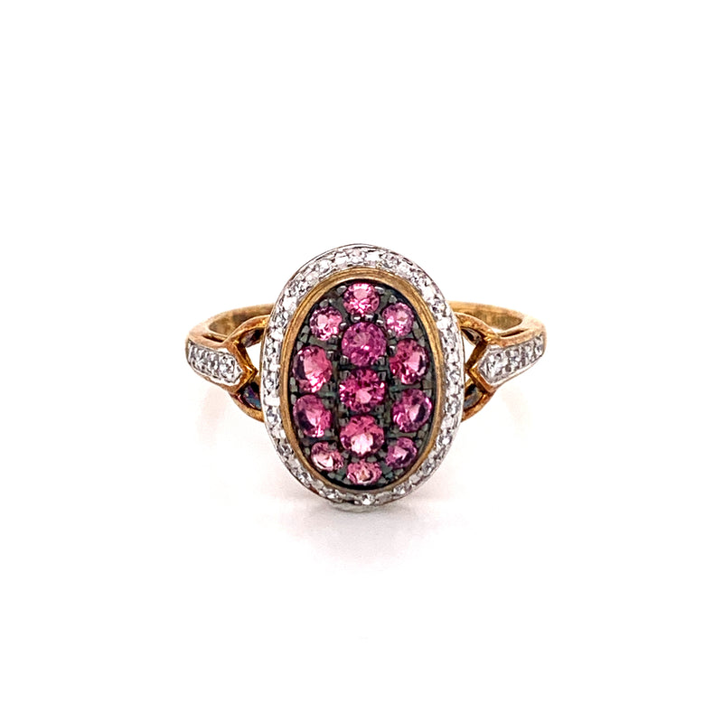 Pink Sapphire & White Sapphire 925 Silver Ring