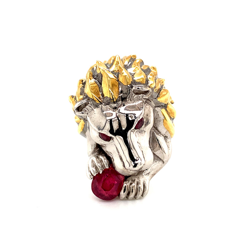 Ruby Lion Head Ring