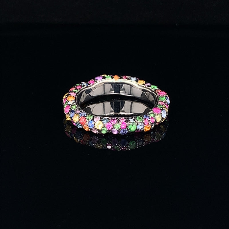 Multicolor Sapphire Silver Ring