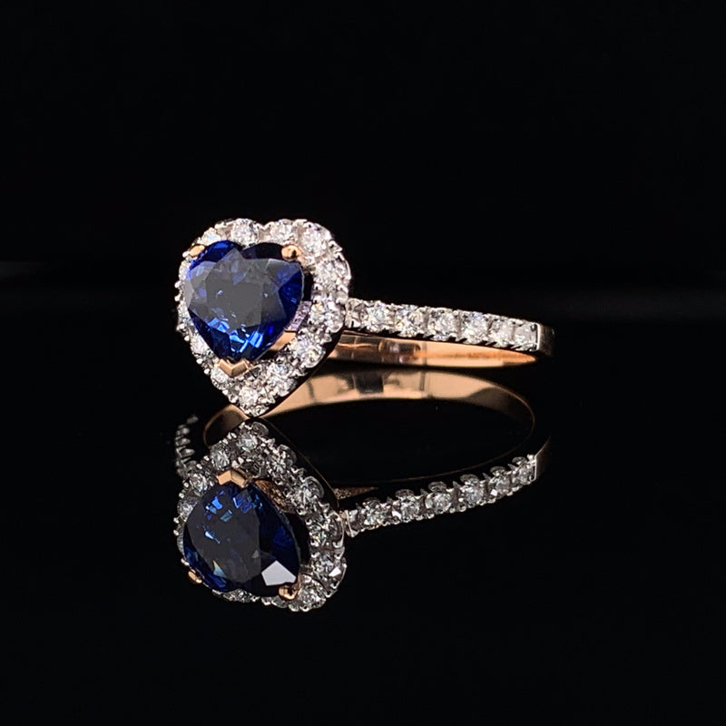 Blue Sapphire Setting With Diamonds 18k Yellow Gold Ring