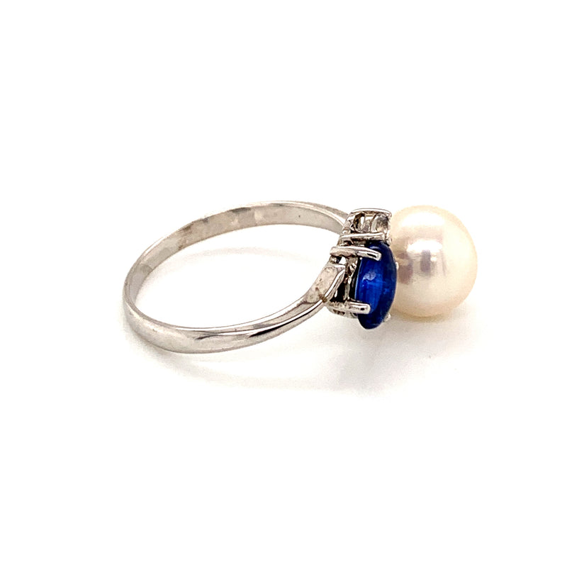 Pearl and Blue Sapphire Ring