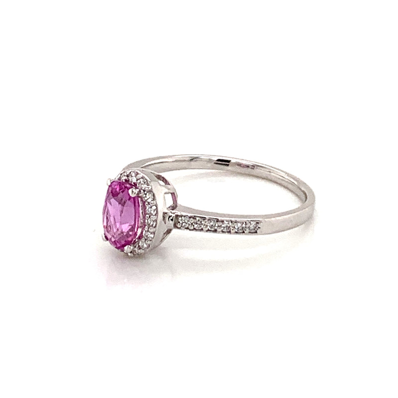 Pink Sapphire Setting With Diamonds 18K White Gold Ring