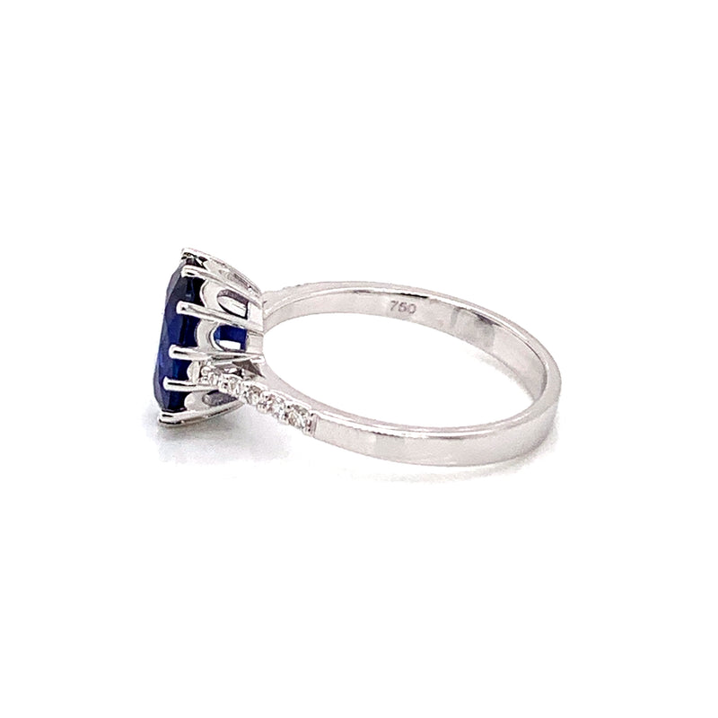 Blue Sapphire Setting With Diamonds 18K White Gold Ring