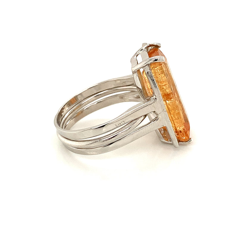 Natural Brazilian Imperial Topaz Ring 925 Silver Ring