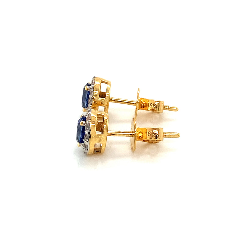 Blue sapphire earrings 18k Gold