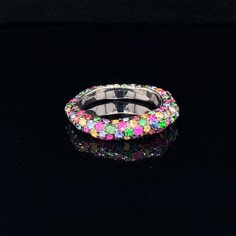Multicolor Sapphire Silver Ring