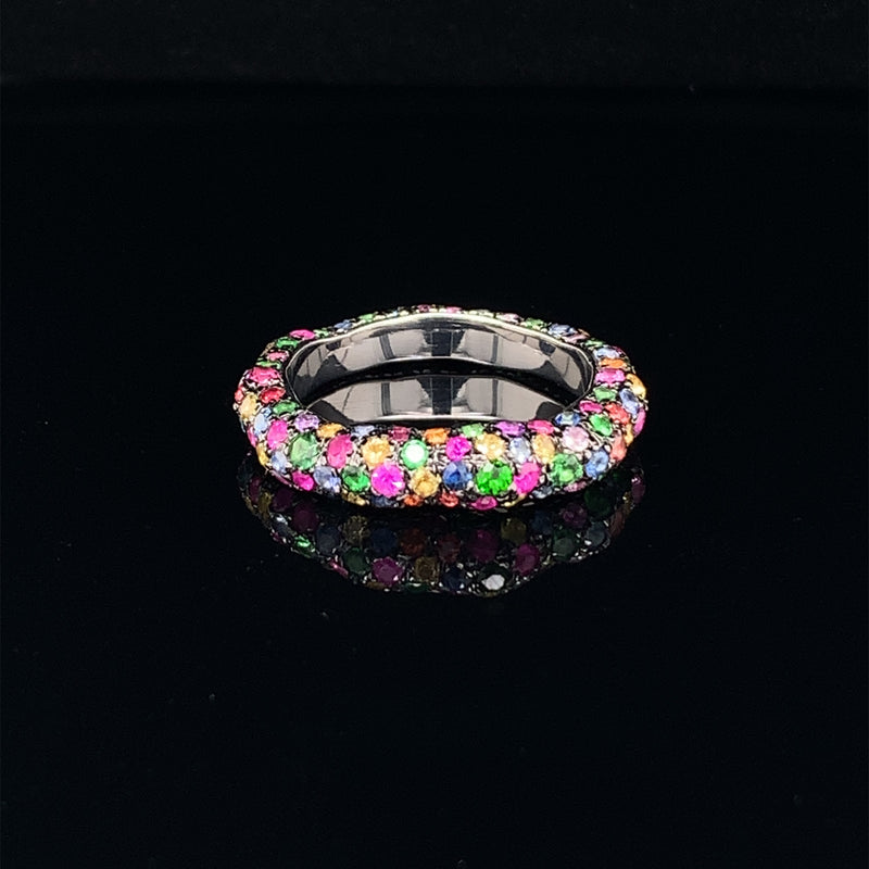 Multicolor Sapphire Silver Ring