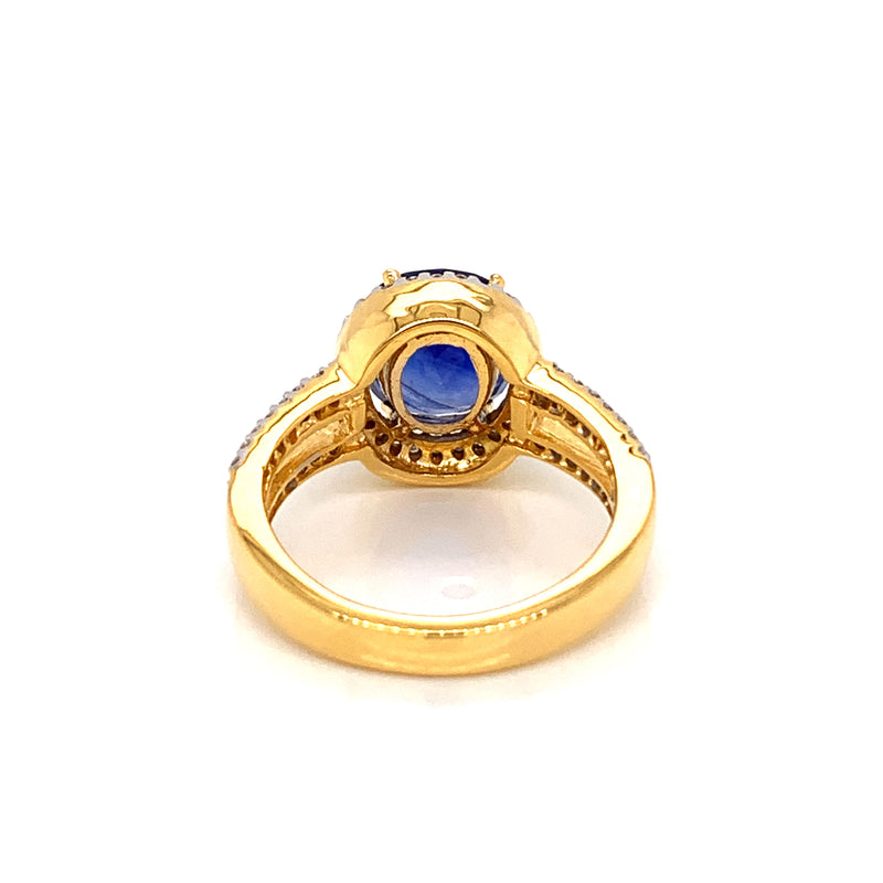 Blue Sapphire Setting With Diamonds 18k Yellow Gold