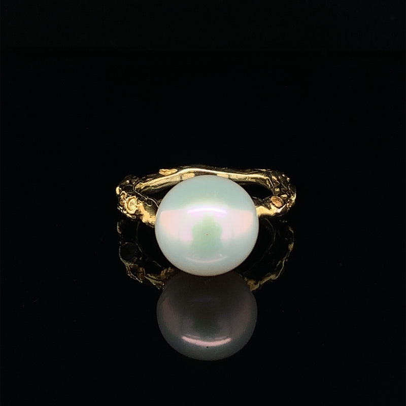 Natural Pearl Gold Plated 925 Silver Ring