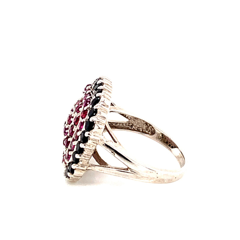 Rhodolite Garnet / Black Spinel 925 Silver Ring, Earring, Pendant