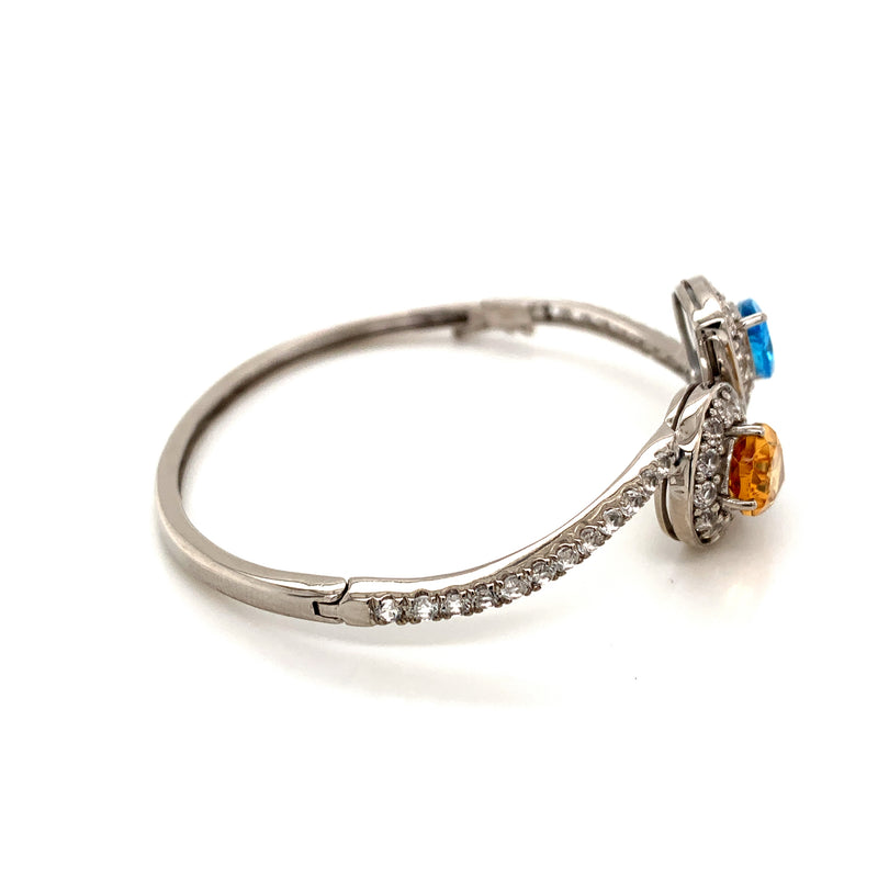 Blue Topaz & Citrine Setting White White Topaz 925 Silver Bangle