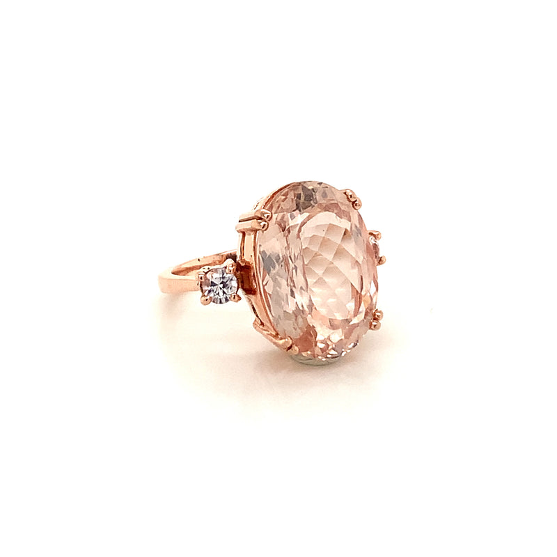 Morganite Setting With White Sapphire 18K Rose Gold