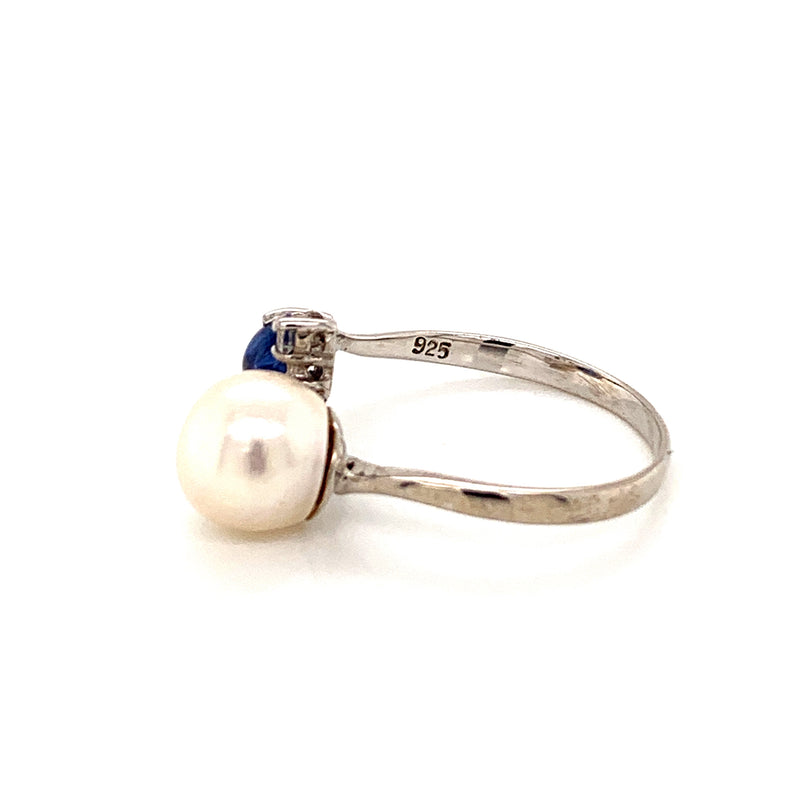Pearl and Blue Sapphire Ring
