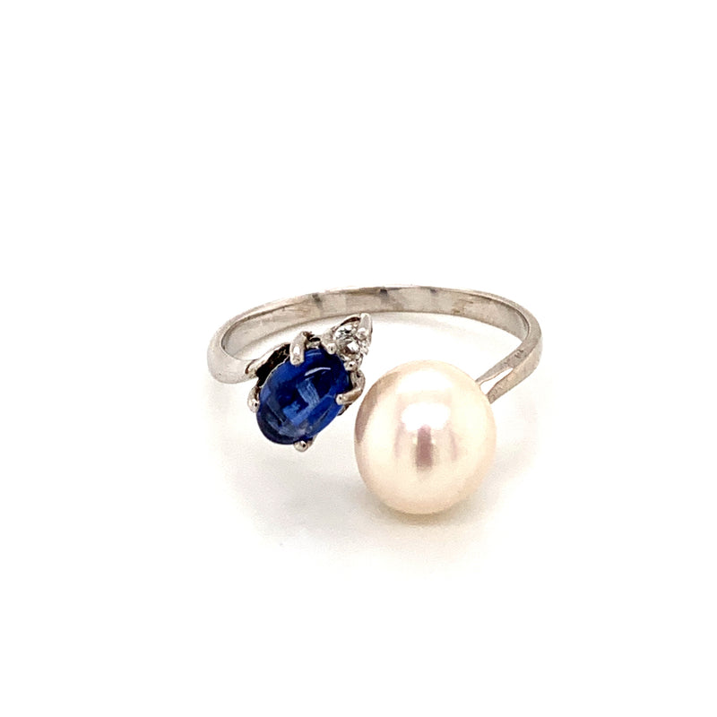 Pearl and Blue Sapphire Ring