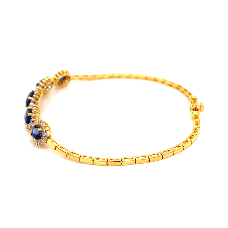 Blue Sapphire Setting With Diamonds 18K Yellow Gold