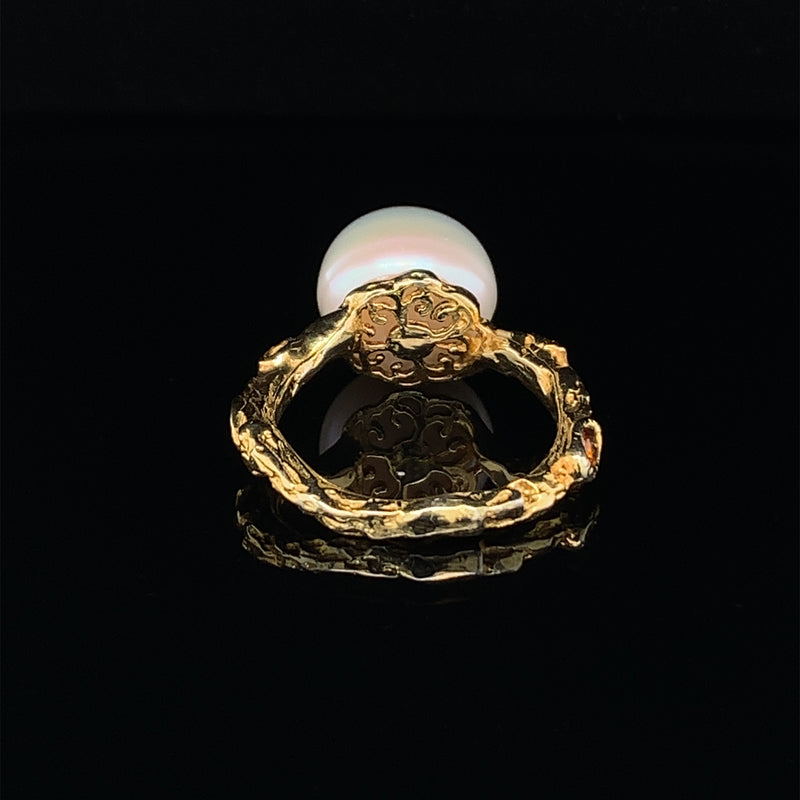 Natural Pearl Gold Plated 925 Silver Ring