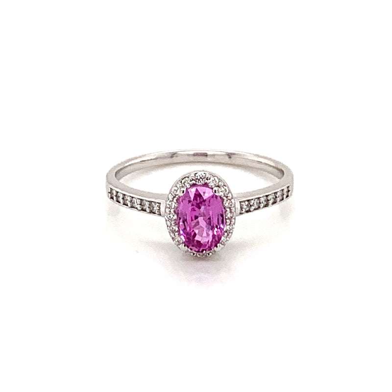 Pink Sapphire Setting With Diamonds 18K White Gold Ring