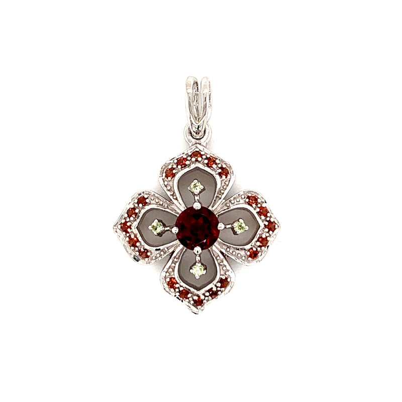 Rhodolite Garnet White zircon 925 Silver Pendant