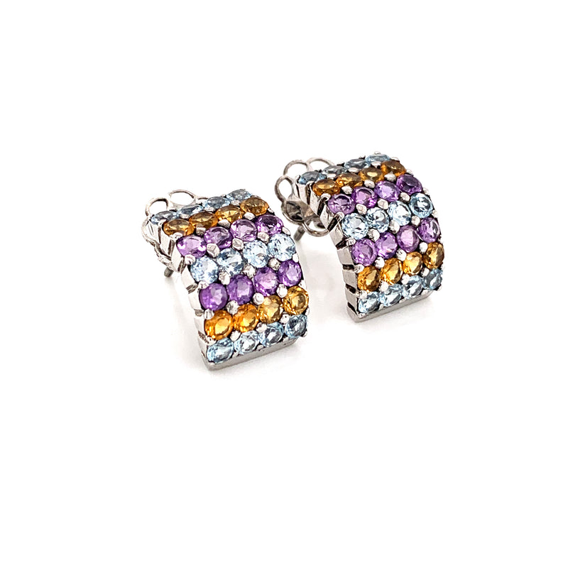 Amethyst/ Citrine /Quartz 925 Silver Eyrring