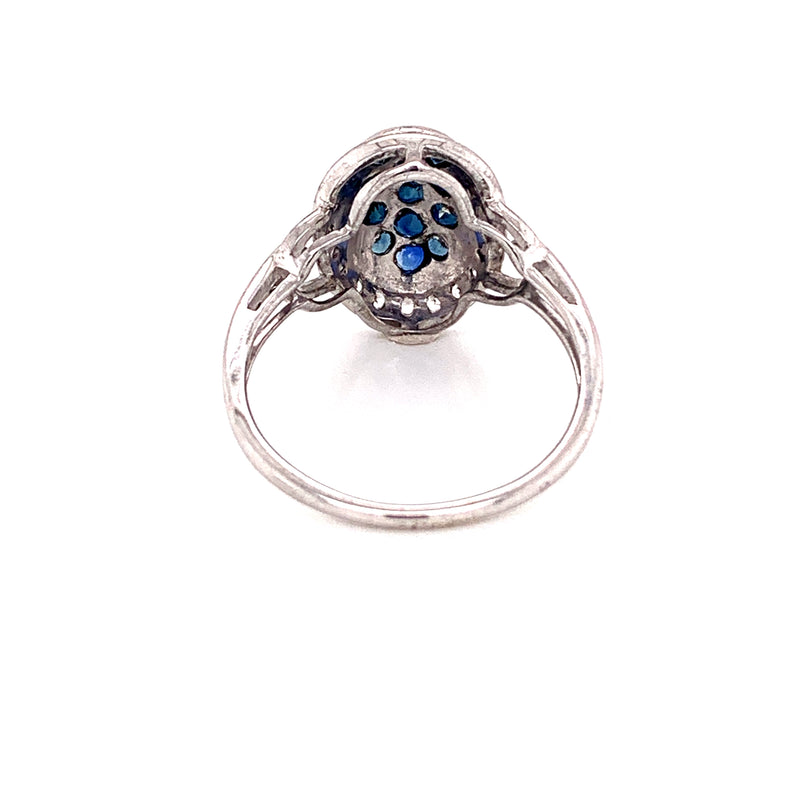 Blue Sapphire & White Sapphire 925 Silver Ring