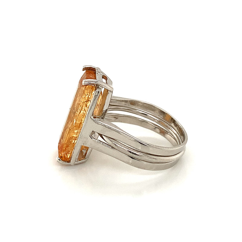 Natural Brazilian Imperial Topaz Ring 925 Silver Ring