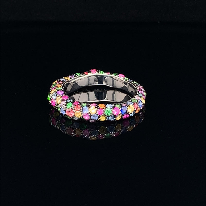Multicolor Sapphire Silver Ring
