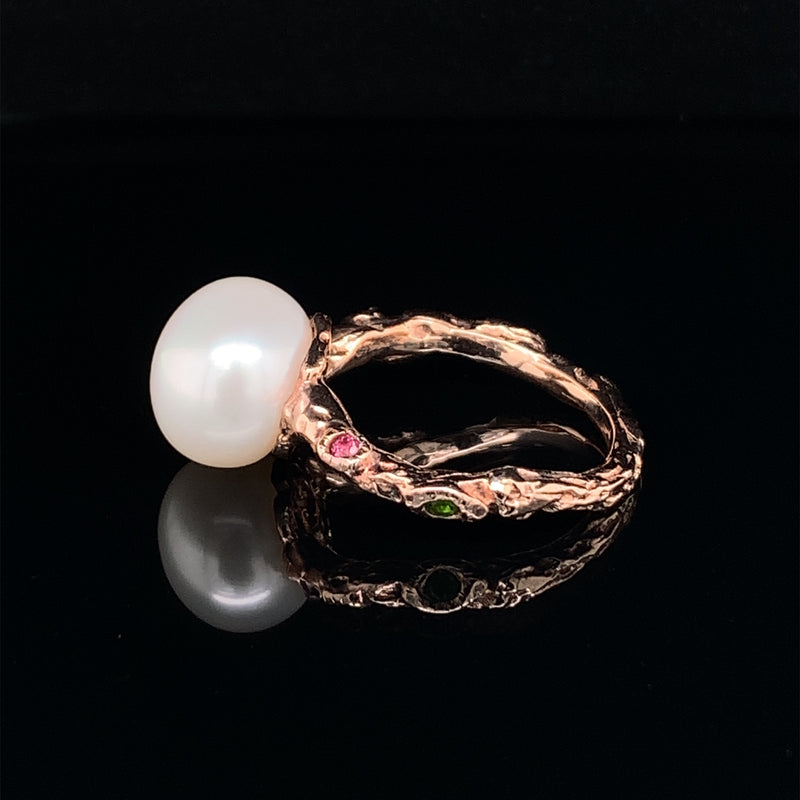 Pearl Gold Plated Silver Ring