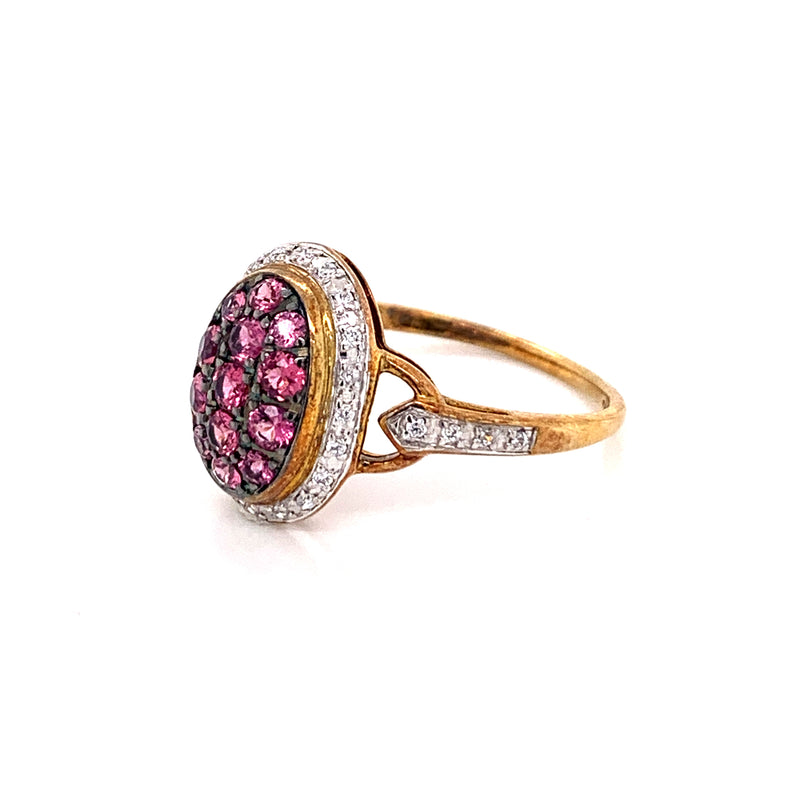 Pink Sapphire & White Sapphire 925 Silver Ring