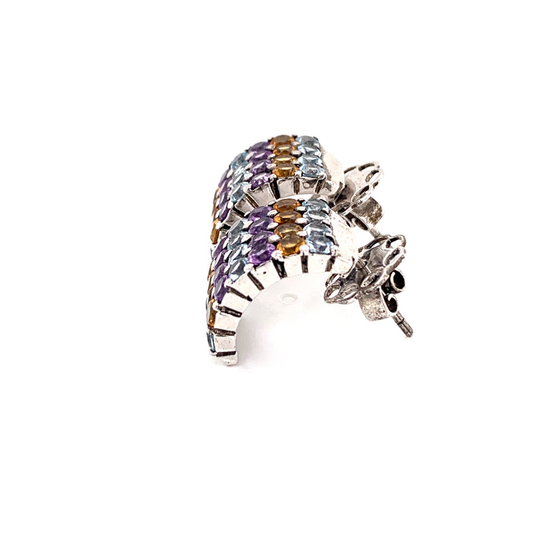 Amethyst/ Citrine /Quartz 925 Silver Eyrring