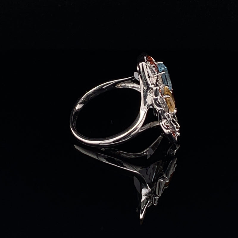 Multicolor Gemstone 925 Silver Ring