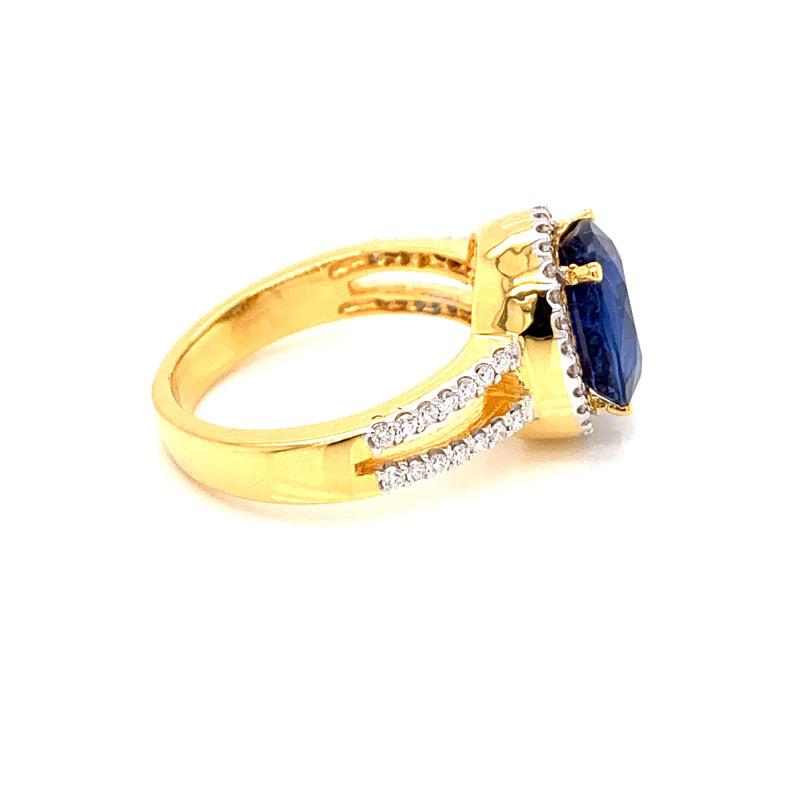 Blue Sapphire Setting With Diamonds 18k Yellow Gold