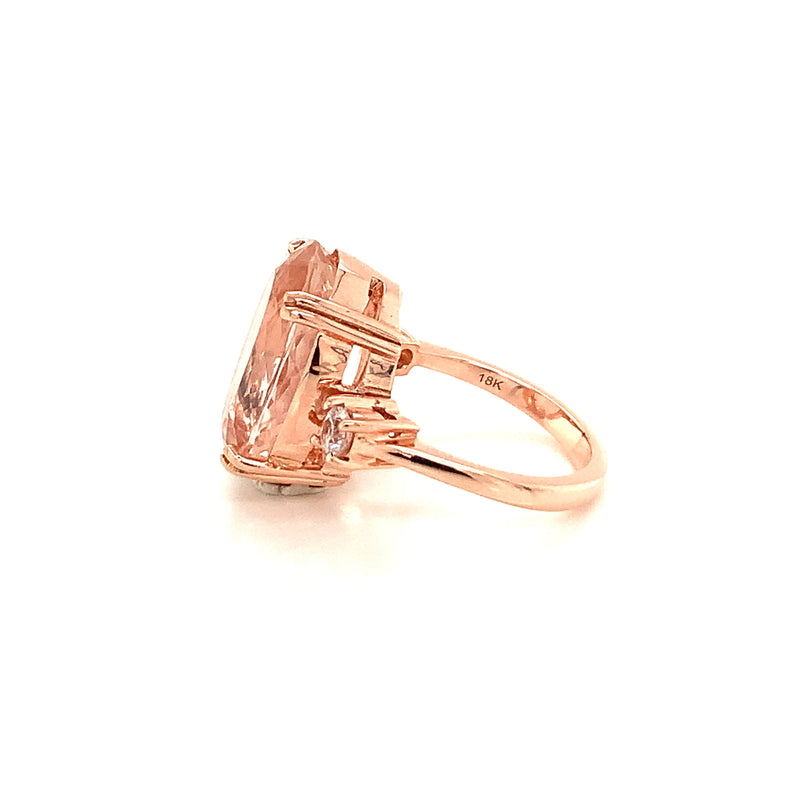 Morganite Setting With White Sapphire 18K Rose Gold