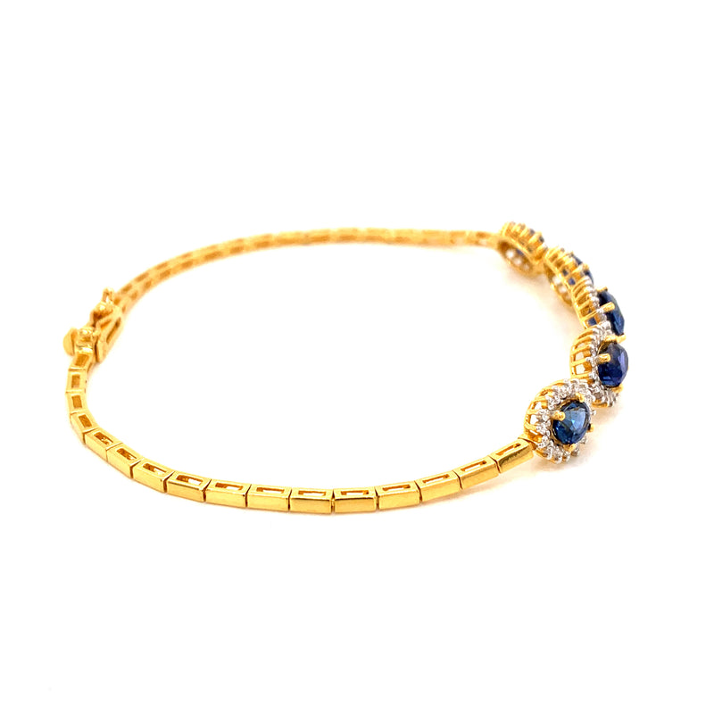 Blue Sapphire Setting With Diamonds 18K Yellow Gold