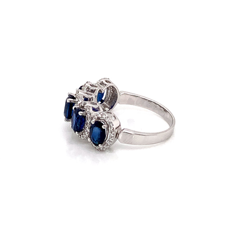 Blue Sapphire Setting With Diamonds 18K White Gold Ring