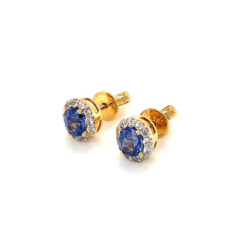 Blue sapphire earrings 18k Gold