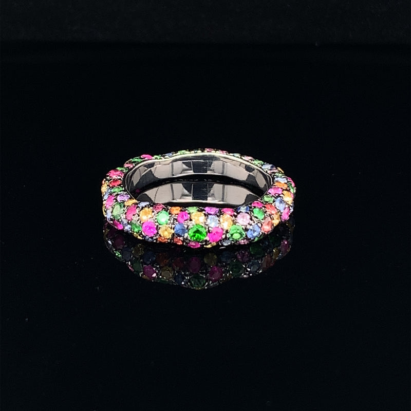 Multicolor Sapphire Silver Ring