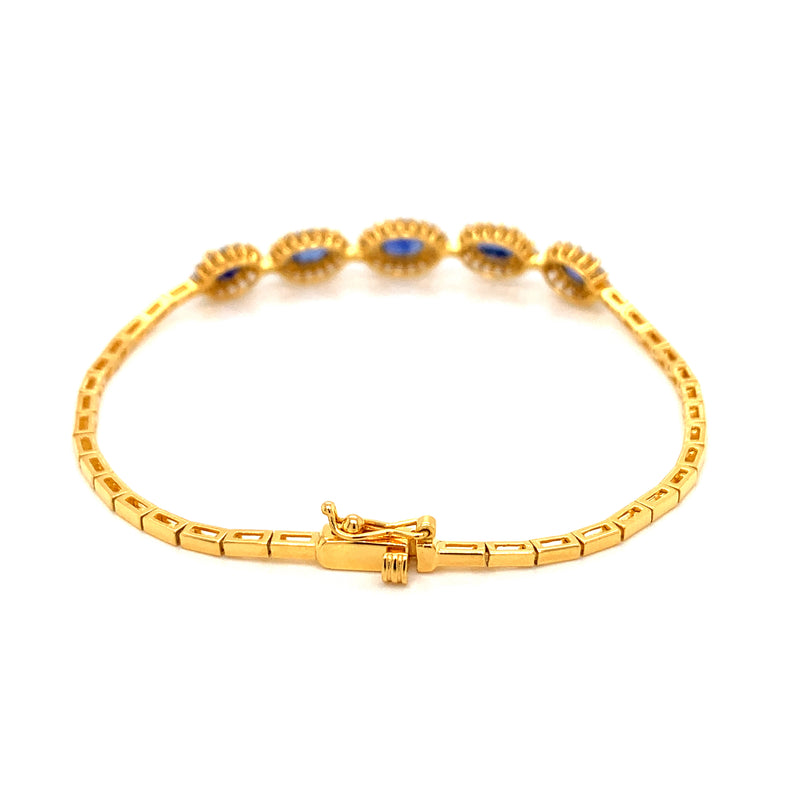 Blue Sapphire Setting With Diamonds 18K Yellow Gold