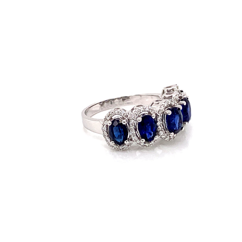 Blue Sapphire Setting With Diamonds 18K White Gold Ring