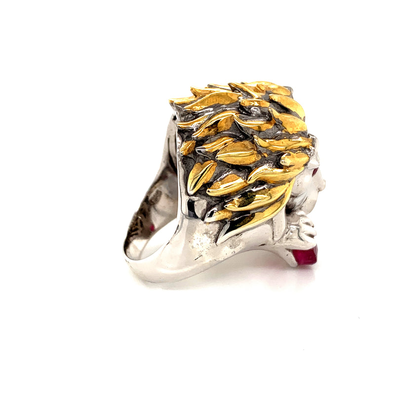 Ruby Lion Head Ring