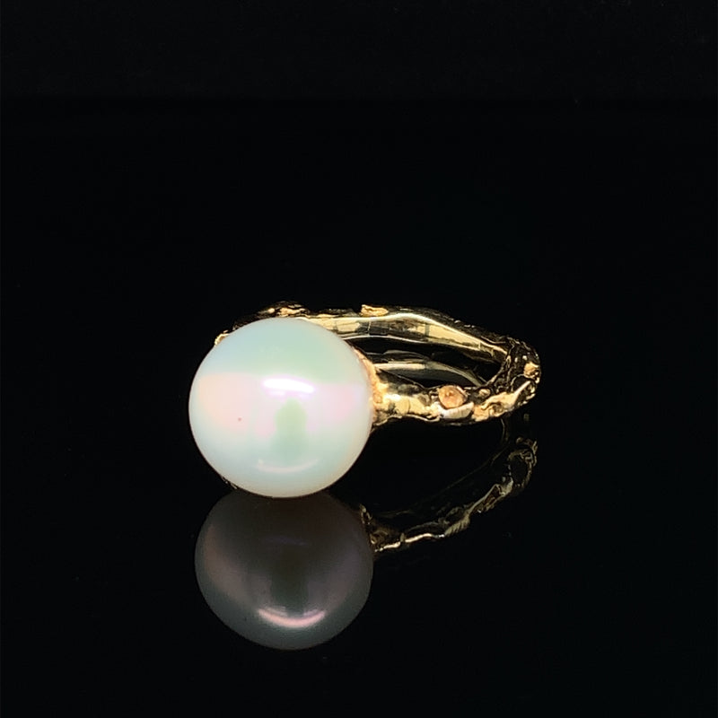 Natural Pearl Gold Plated 925 Silver Ring