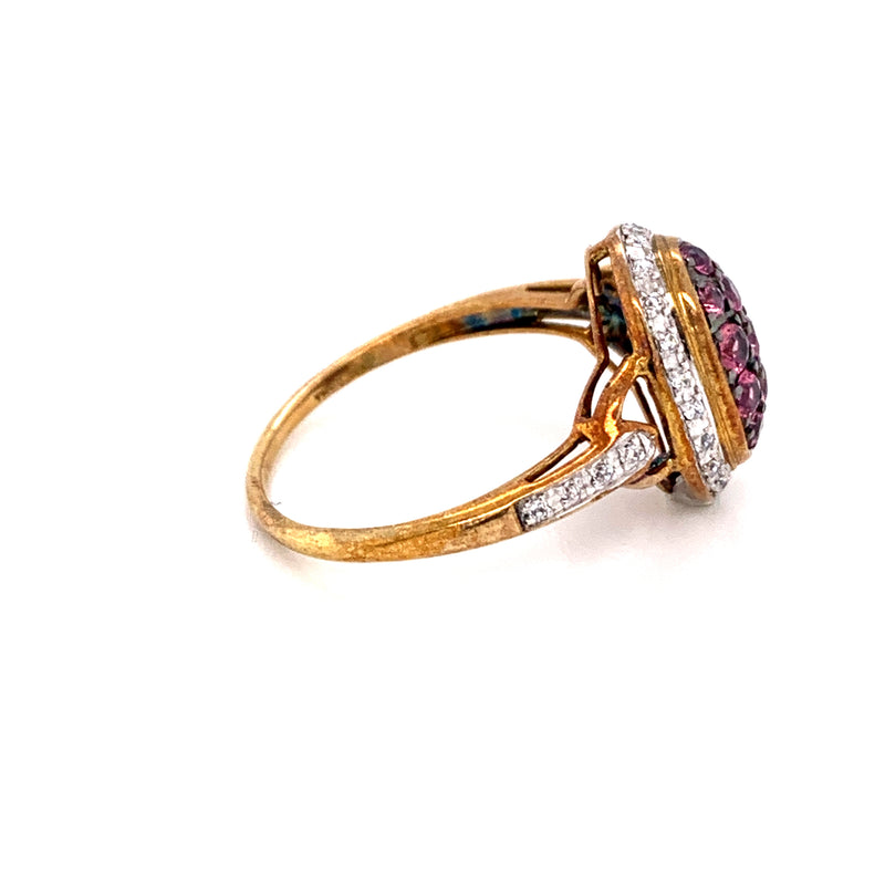 Pink Sapphire & White Sapphire 925 Silver Ring