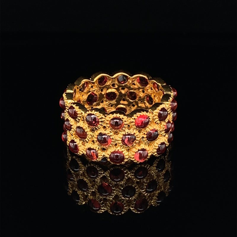 Garnet Gold Plated Silver Ring