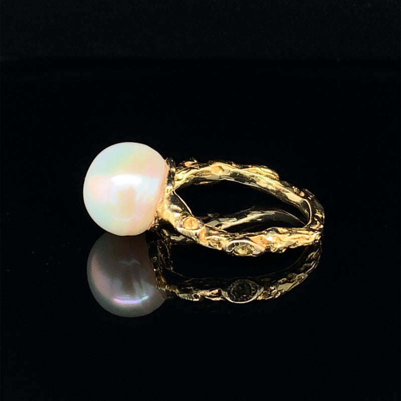 Natural Pearl Gold Plated 925 Silver Ring