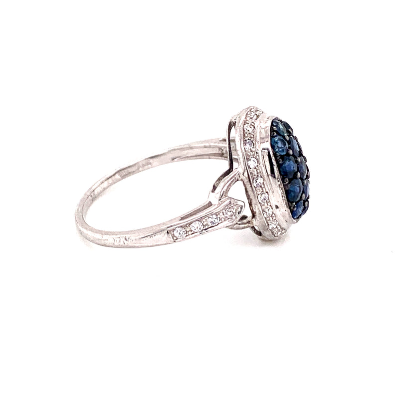 Blue Sapphire & White Sapphire 925 Silver Ring