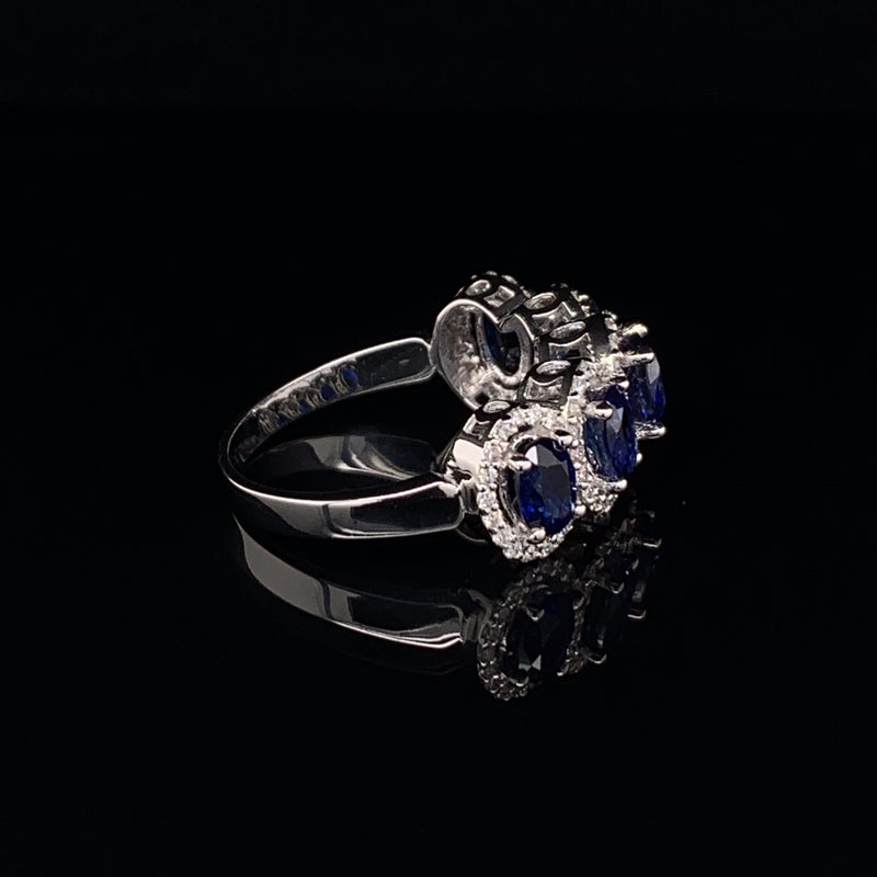 Blue Sapphire Setting With Diamonds 18K White Gold Ring